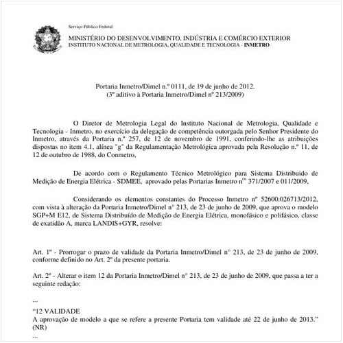 Portaria INMETRO/DIMEL 111:2012 - Situação: Revisto