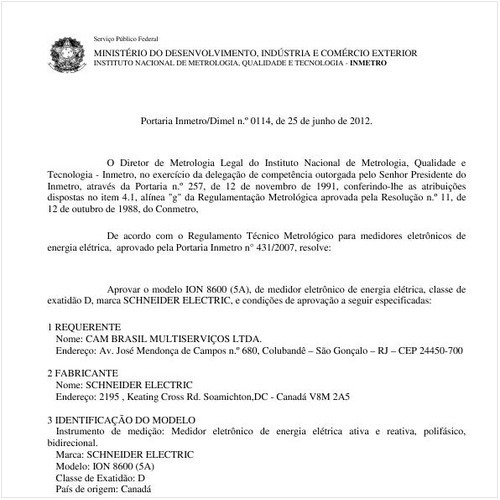 Portaria DIMEL/INMETRO 114:2012 - Situação: Revisto