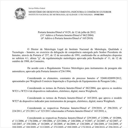 Portaria DIMEL/INMETRO 129:2012 - Situação: Revisto