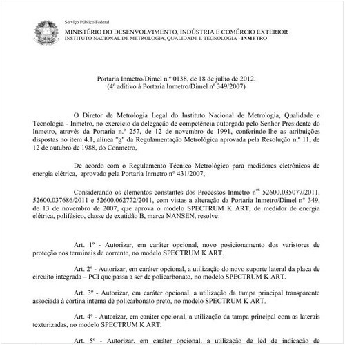 Portaria DIMEL/INMETRO 138:2012 - Situação: Revisto