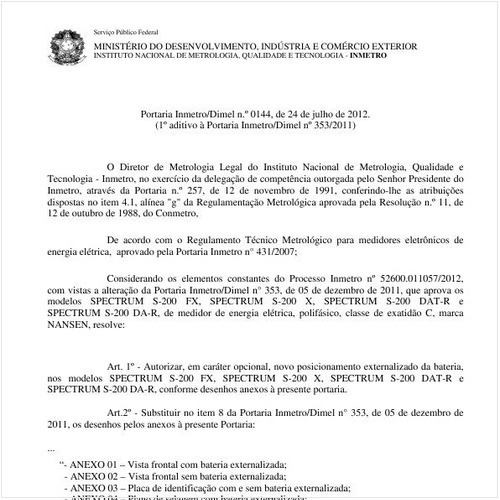 Portaria DIMEL/INMETRO 144:2012 - Situação: Revisto