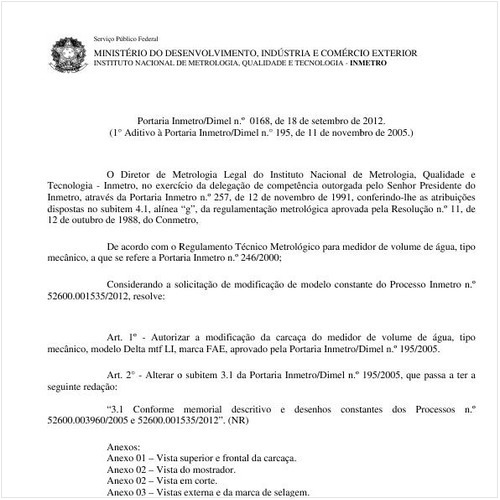 Portaria DIMEL/INMETRO 168:2012 - Situação: Em vigor