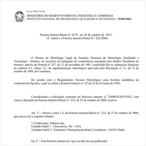 Portaria DIMEL/INMETRO 178:2012 - Situação: Em vigor