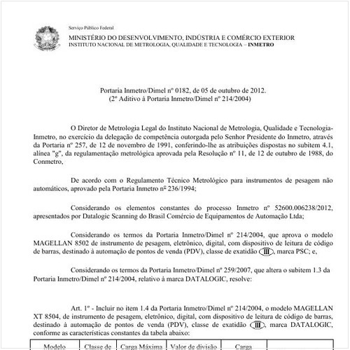 Portaria DIMEL/INMETRO 182:2012 - Situação: Revisto