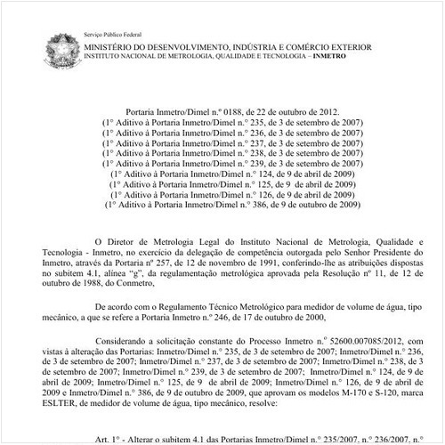Portaria DIMEL/INMETRO 188:2012 - Situação: Revisto