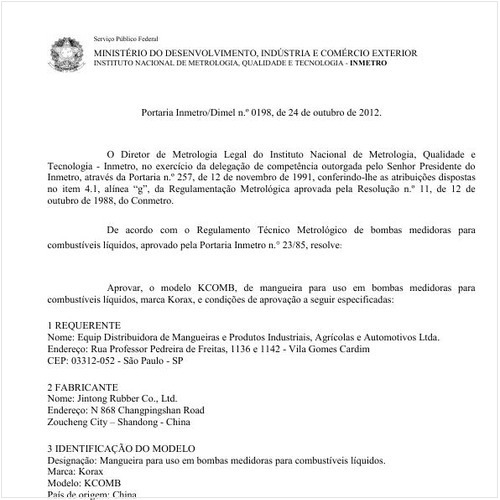 Portaria DIMEL/INMETRO 198:2012 - Situação: Em vigor