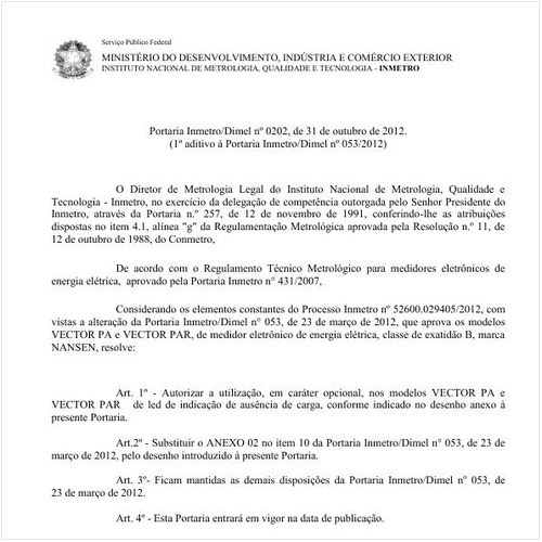 Portaria DIMEL/INMETRO 202:2012 - Situação: Revisto