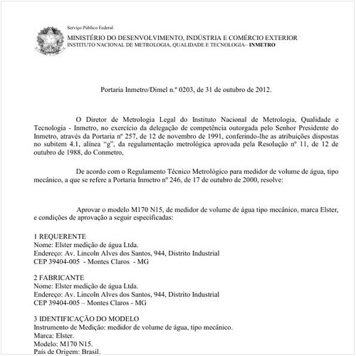 Portaria DIMEL/INMETRO 203:2012 - Situação: Revisto