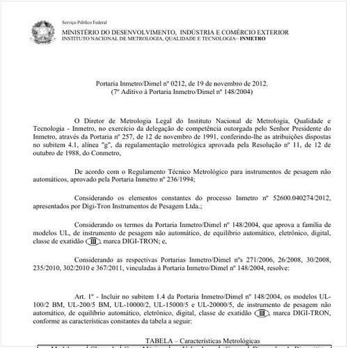 Portaria DIMEL/INMETRO 212:2012 - Situação: Revisto