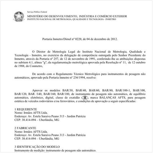 Portaria DIMEL/INMETRO 220:2012 - Situação: Revisto