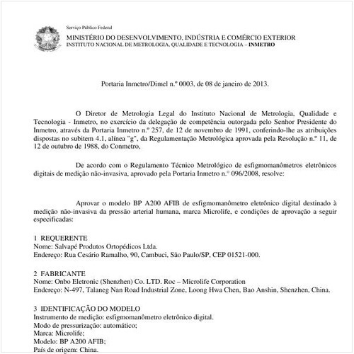 Portaria INMETRO/MDIC 3:2013 - Situação: Em vigor