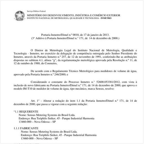 Portaria INMETRO/MDIC 10:2013 - Situação: Em vigor