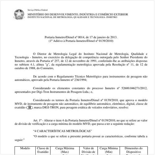 Portaria INMETRO/MDIC 14:2013 - Situação: Em vigor