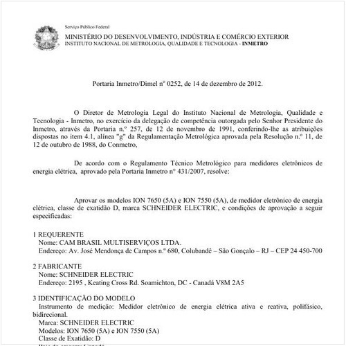 Portaria DIMEL/INMETRO 252:2012 - Situação: Revisto