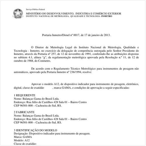 Portaria INMETRO/MDIC 17:2013 - Situação: Revisto