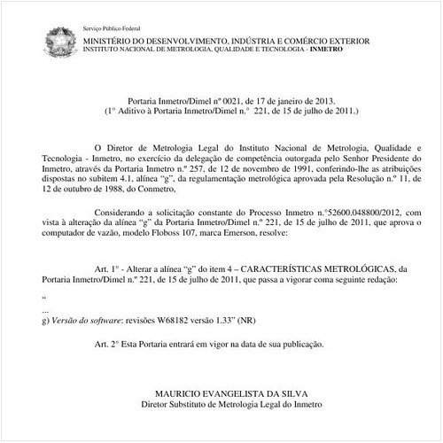 Portaria INMETRO/MDIC 21:2013 - Situação: Em vigor