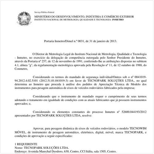Portaria INMETRO/MDIC 31:2013 - Situação: Em vigor
