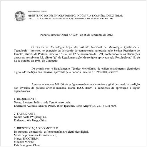Portaria DIMEL/INMETRO 254:2012 - Situação: Revisto