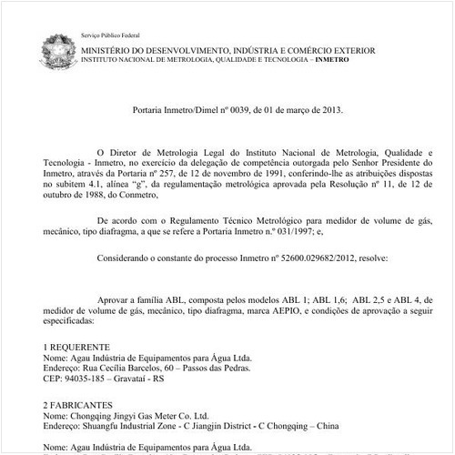 Portaria DIMEL/INMETRO 39:2013 - Situação: Revisto