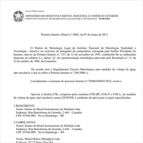 Portaria DIMEL/INMETRO 42:2013 - Situação: Revisto
