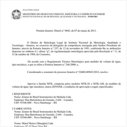 Portaria DIMEL/INMETRO 43:2013 - Situação: Revisto
