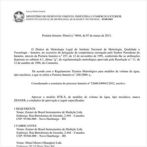 Portaria DIMEL/INMETRO 44:2013 - Situação: Revisto