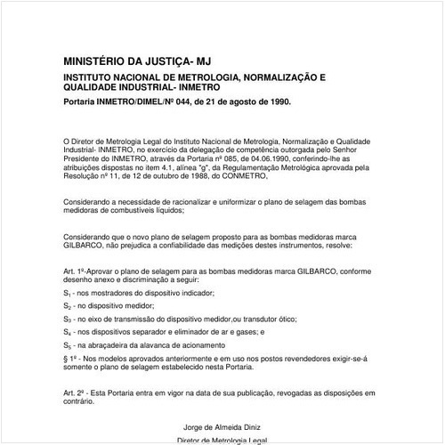Portaria DIMEL/INMETRO 44:1990 - Situação: Em vigor