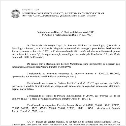 Portaria DIMEL/INMETRO 46:2013 - Situação: Revisto
