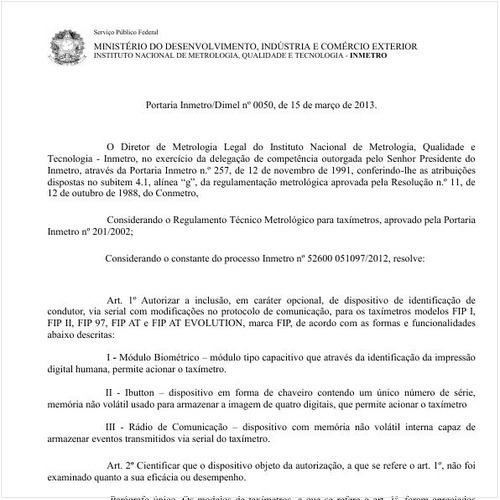 Portaria DIMEL/INMETRO 50:2013 - Situação: Revisto