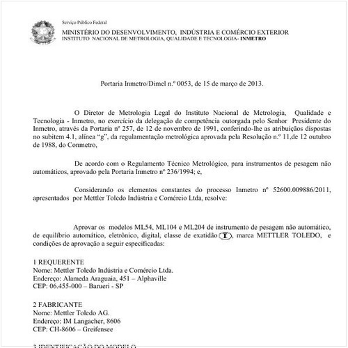 Portaria DIMEL/INMETRO 53:2013 - Situação: Em vigor