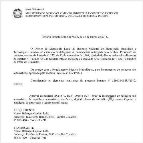 Portaria DIMEL/INMETRO 54:2013 - Situação: Revisto