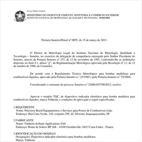 Portaria DIMEL/INMETRO 55:2013 - Situação: Revisto