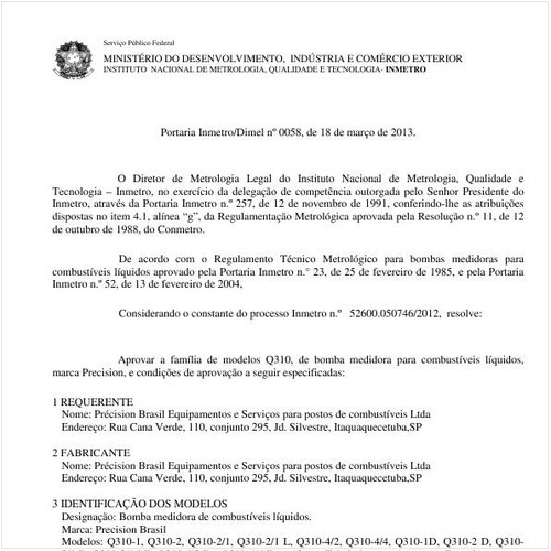 Portaria DIMEL/INMETRO 58:2013 - Situação: Revisto