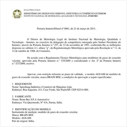 Portaria DIMEL/INMETRO 61:2013 - Situação: Revisto