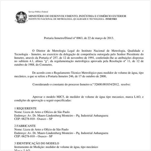 Portaria DIMEL/INMETRO 63:2013 - Situação: Revisto
