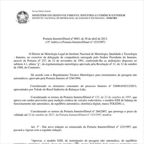 Portaria DIMEL/INMETRO 83:2013 - Situação: Em vigor