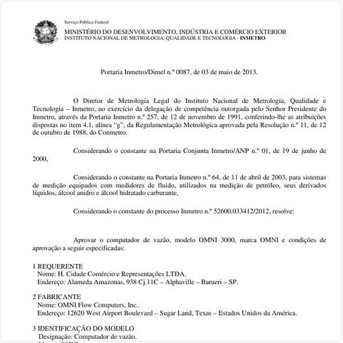 Portaria DIMEL/INMETRO 87:2013 - Situação: Em vigor