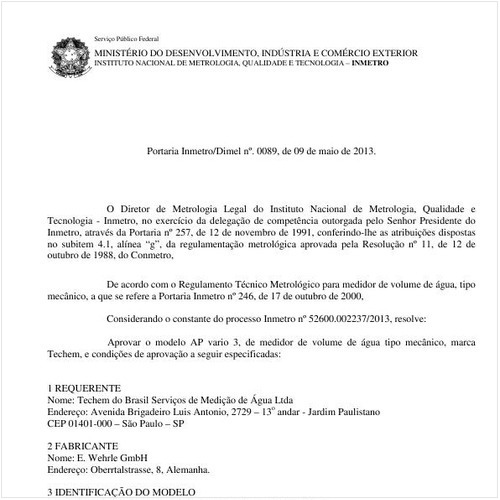 Portaria DIMEL/INMETRO 89:2013 - Situação: Em vigor