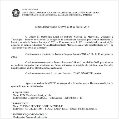 Portaria DIMEL/INMETRO 95:2013 - Situação: Em vigor