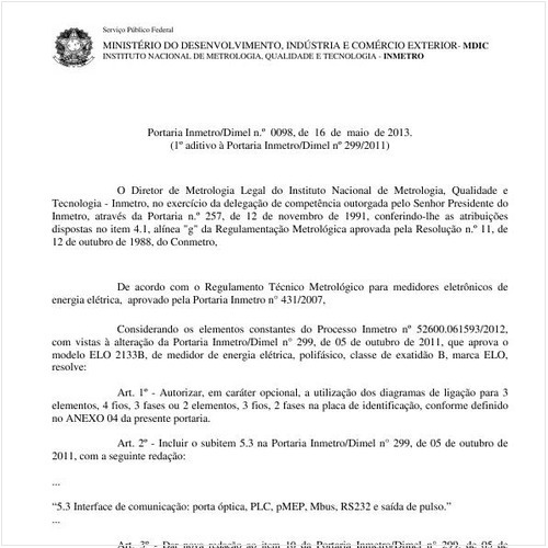 Portaria DIMEL/INMETRO 98:2013 - Situação: Prazo de validade expirado