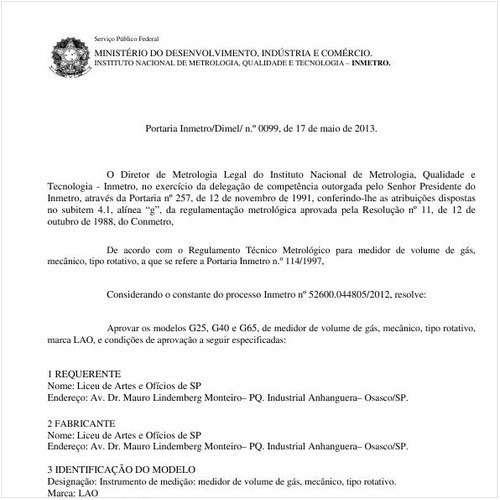 Portaria DIMEL/INMETRO 99:2013 - Situação: Revisto