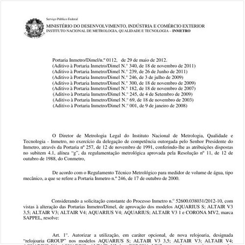 Portaria DIMEL/INMETRO 112:2013 - Situação: Em vigor
