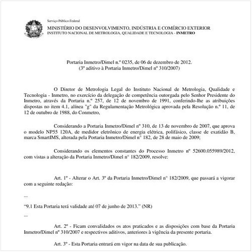 Portaria DIMEL/INMETRO 235:2012 - Situação: Revisto