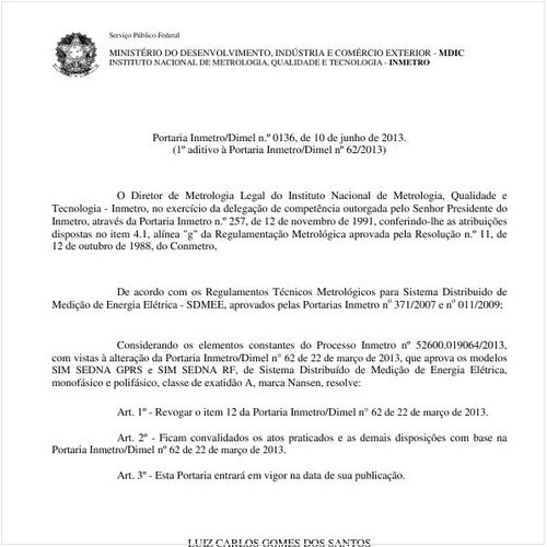 Portaria DIMEL/INMETRO 136:2013 - Situação: Revisto