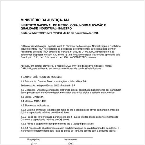 Portaria DIMEL/INMETRO 98:1991 - Situação: Revisto