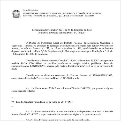 Portaria DIMEL/INMETRO 237:2012 - Situação: Revisto
