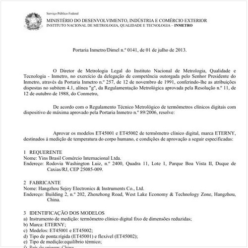 Portaria DIMEL/INMETRO 141:2013 - Situação: Em vigor