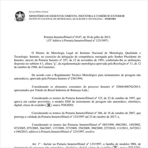 Portaria DIMEL/INMETRO 147:2013 - Situação: Revisto