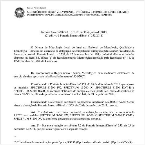 Portaria DIMEL/INMETRO 162:2013 - Situação: Prazo de validade expirado