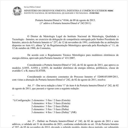 Portaria DIMEL/INMETRO 166:2013 - Situação: Revisto